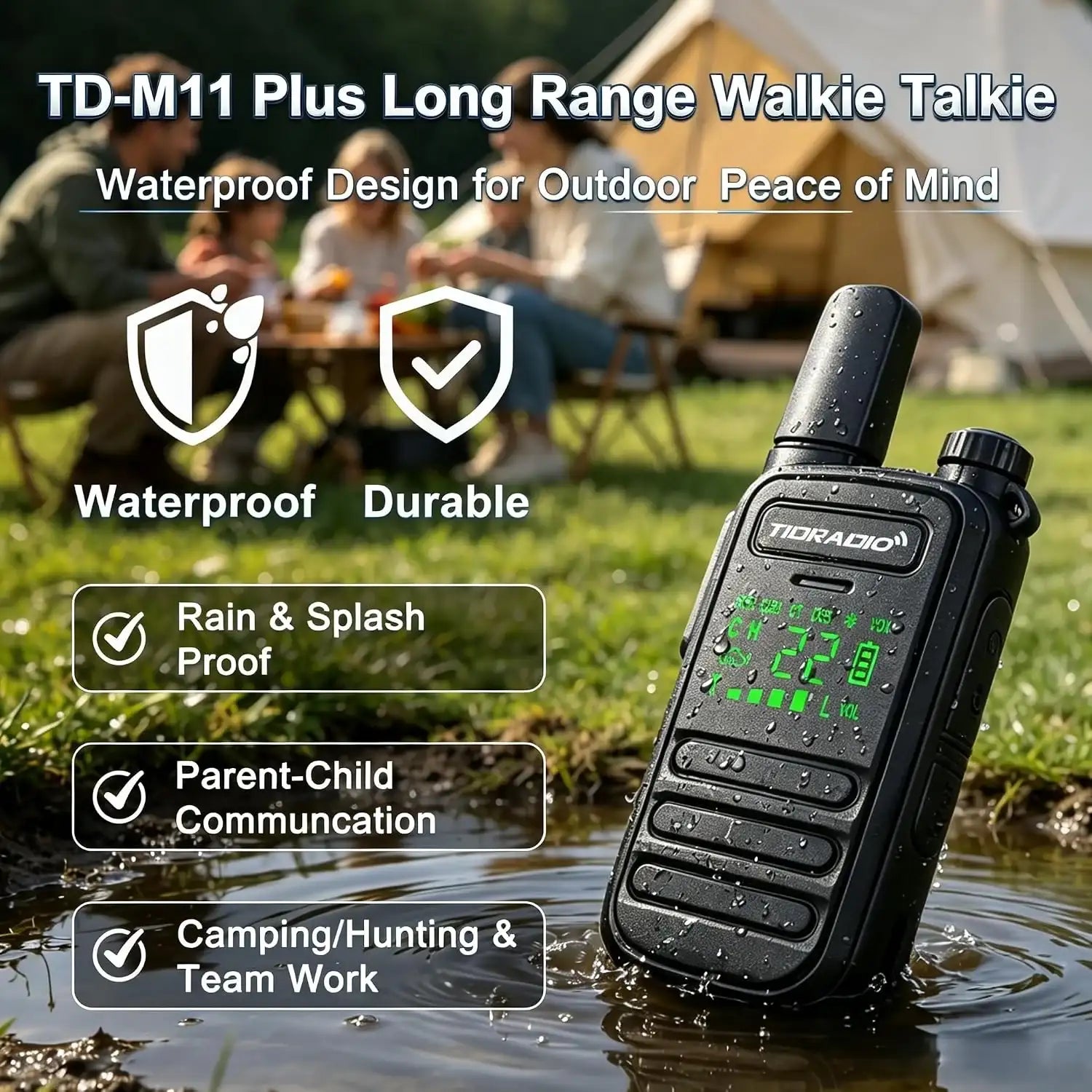 td m11 plus bluetooth programmable walkie talkies long range family camping hiking