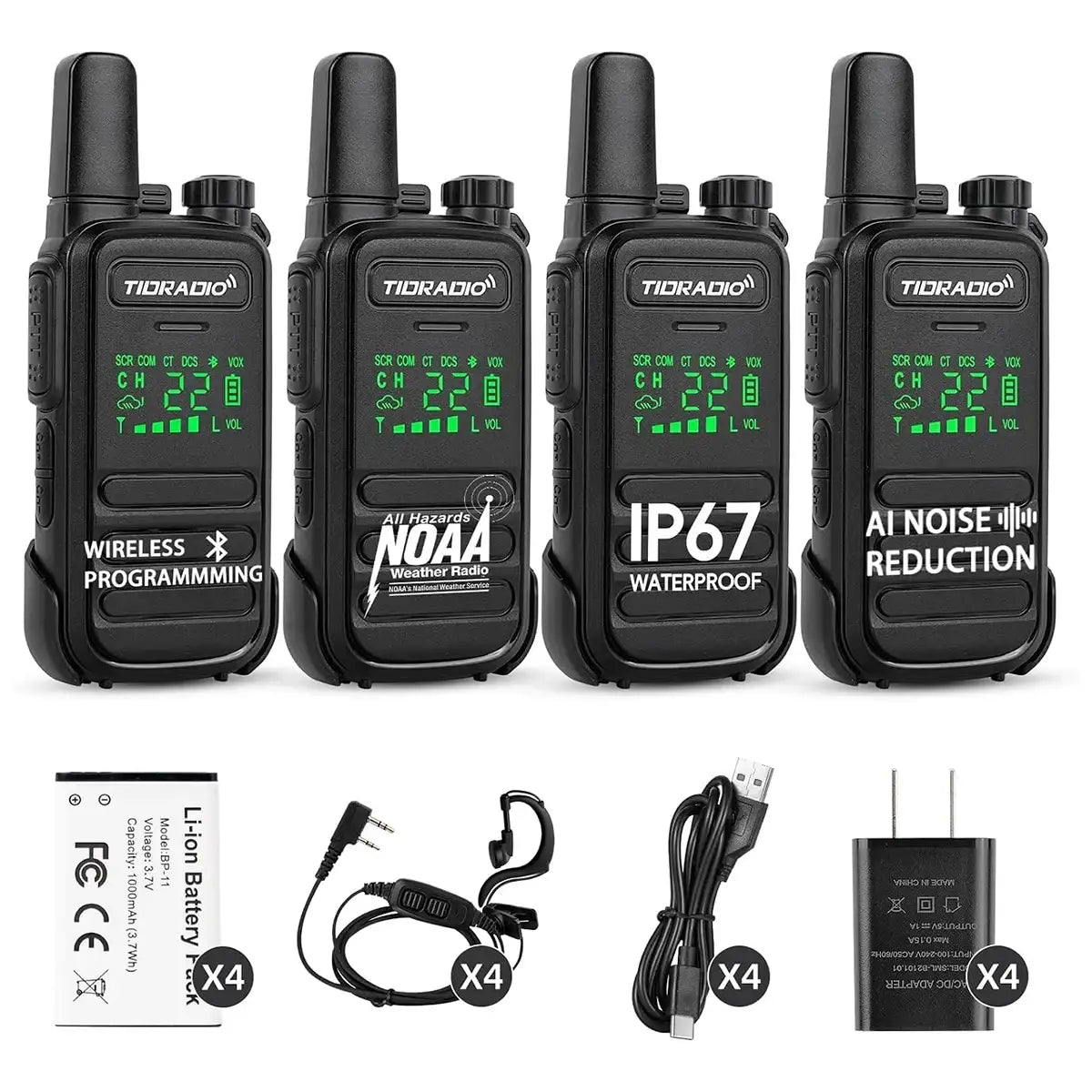 tidradio td m11 plus waterproof walkie talkies long distance two way radio bluetooth app programming