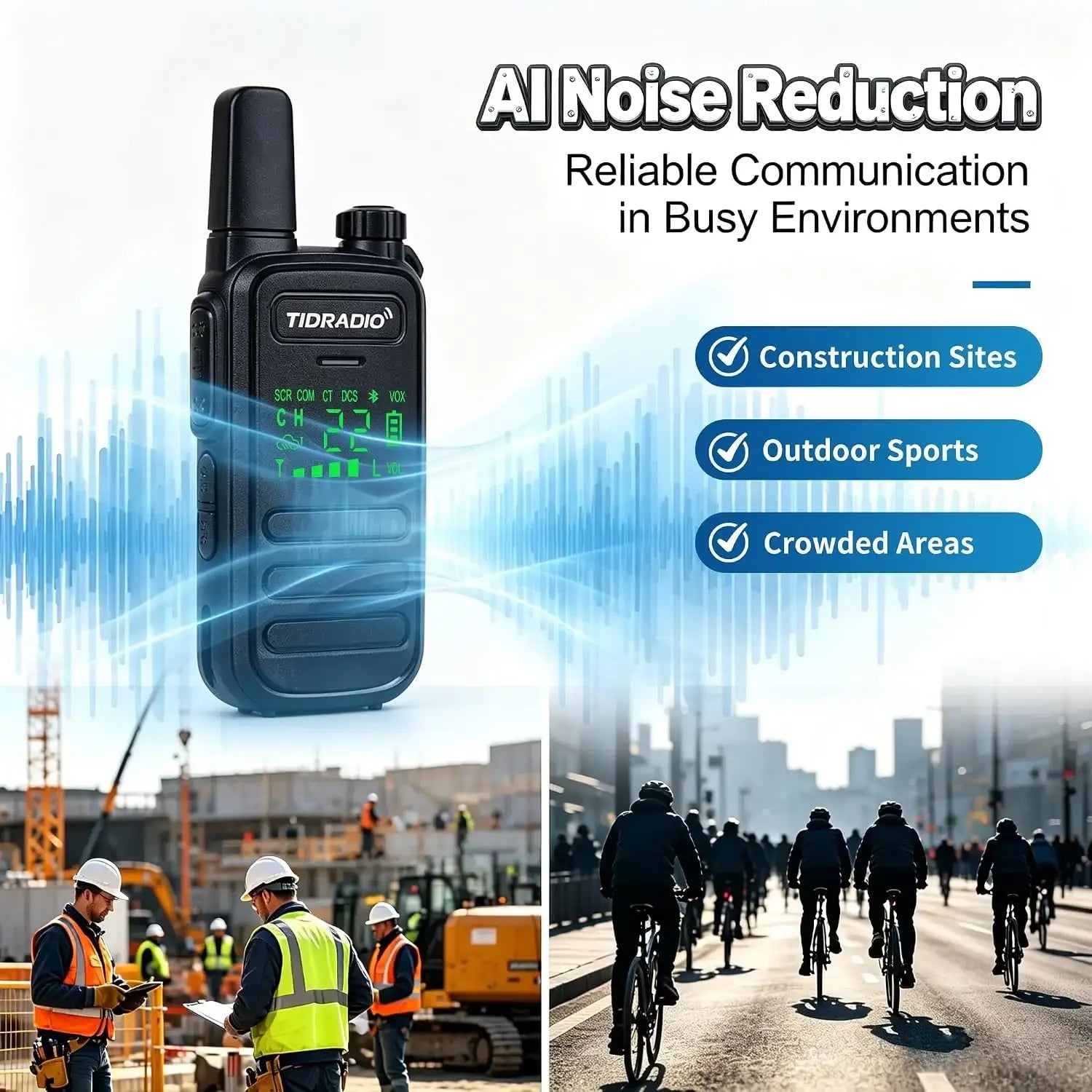 tidradio td m11 plus bluetooth programmable walkie talkies long range family camping hiking