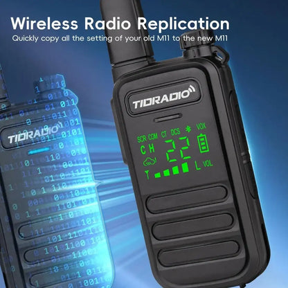 tidradio td m11 plus bluetooth programmable walkie talkies long range family camping hiking