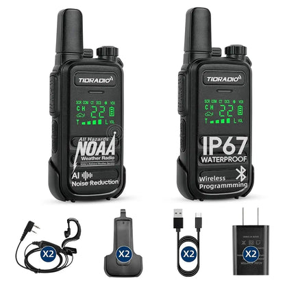 tidradio td m11 plus waterproof walkie talkies long distance two way radio bluetooth app programming