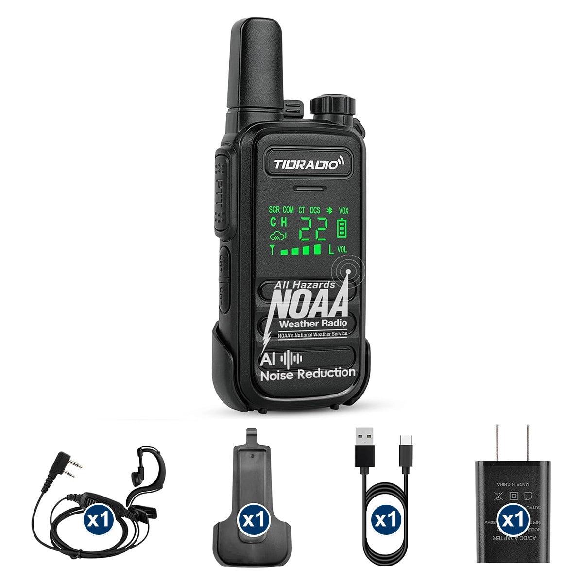 tidradio td m11 plus long range walkie talkies waterproof ai noise reduction bluetooth programming noaa 22 channel
