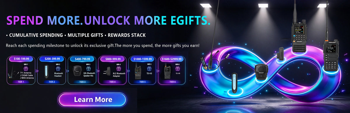 tidradio vip loyalty rewards free accessories walkie talkie banner
