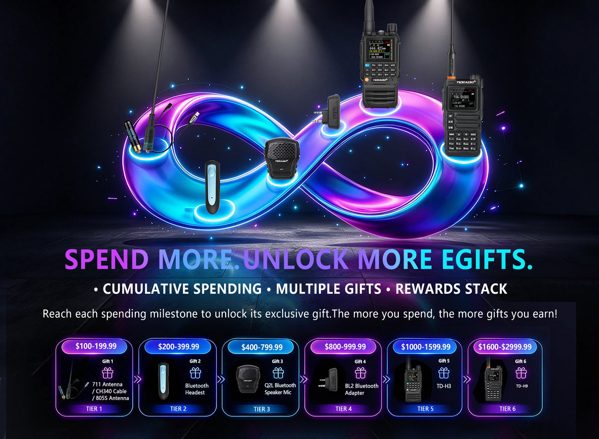 tidradio vip loyalty rewards free accessories walkie talkie banner
