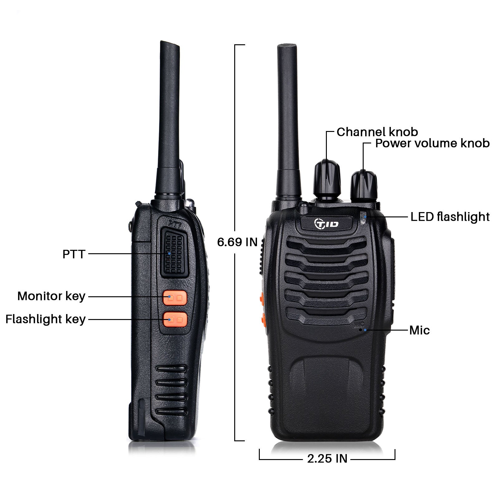 Tidradio TD-V2 (6 Packs) 16CH 2 Way Radio Long Range Walkie Talkies