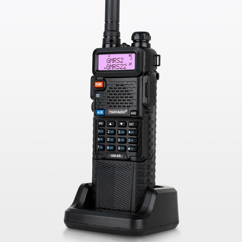 TIDRADIO GM-5R GMRS Radio with Wireless Programmer,Two Way Radio GMRS Repeater Capable with 3800mAh Battery,Speaker MIC,Dual Band Scanning Receiver and NOAA Weather & Alarm