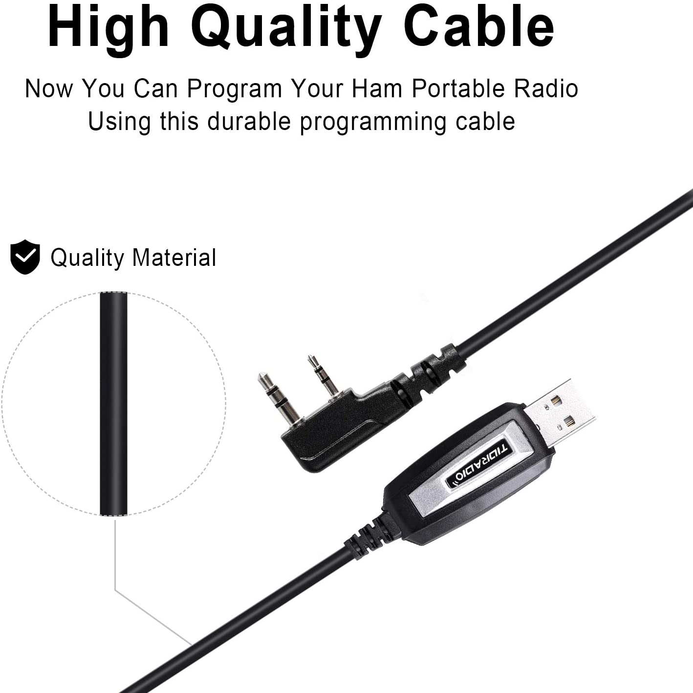 TIDRADIO CH340 Driver USB Programming Cable Support Chirp for baofeng UV-5R,UV-82,BF-F8HP,UV-82HP,5RM,5RX,K5PLUS,GM-15Pro,UV-5G Plus,UV-17R, TD-H8,H3,TD-H6,Quansheng  Two Way Radio