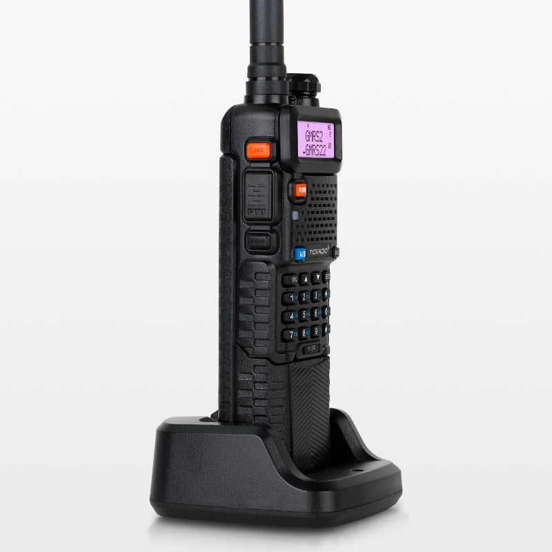 TIDRADIO GM-5R GMRS Radio with Wireless Programmer,Two Way Radio GMRS Repeater Capable with 3800mAh Battery,Speaker MIC,Dual Band Scanning Receiver and NOAA Weather & Alarm